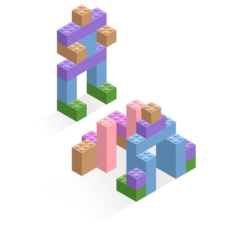 Set of different plastic pieces or constructor.のイラスト素材