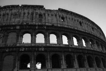 Exterior Images of the Colosseum at night black and whiteの写真素材