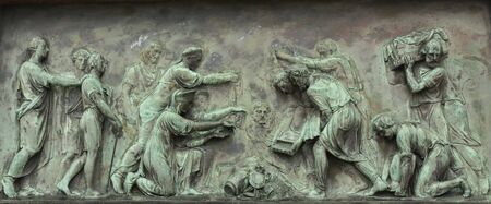 Bas-relief of the early nineteenth century (sculptor I. Martos) -  Image citizens-patriots who sacrifice their property for the benefit of Russiaのeditorial素材