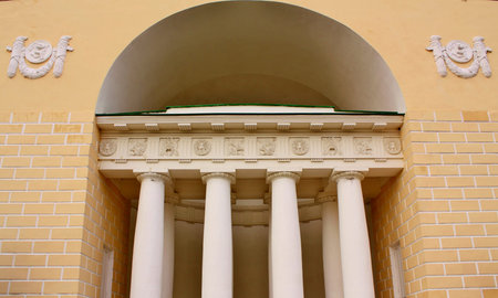 facade of stables in the estate Kuzminki.  Building stables built in 1805 and rebuilt in 1823 by...