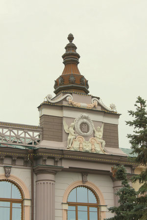 The facade of the National museum of the Republic Tatarstan in Kazan (Gostiny Court building of the seventeenth century)のeditorial素材