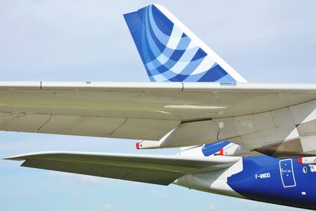 Wings and fuselage and  of the largest passenger aircraft A 380のeditorial素材