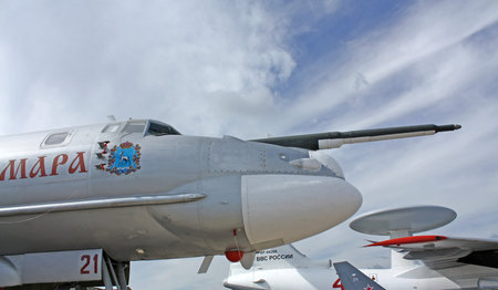 The nose of the bomber with the cockpit. Moscow Air Show MAKS 2011