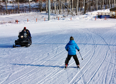 Sportsman is on the slopesのeditorial素材