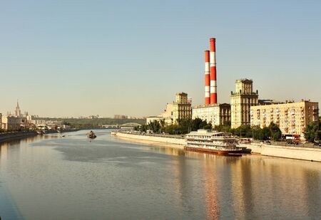 View on Berezhkovskaya  Embankment  from the footbridgeの写真素材