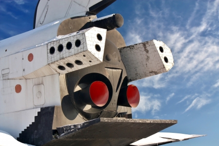 Stabilizer wings and the nozzles of the space shuttle の写真素材