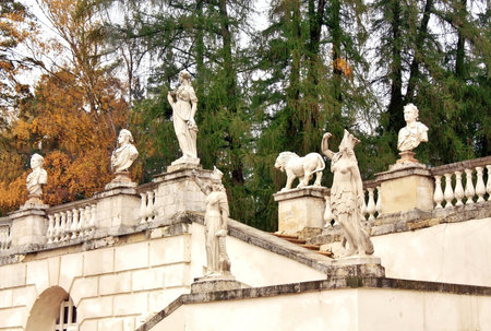 Terrace with sculpture of the eighteenth century Russian estateの写真素材