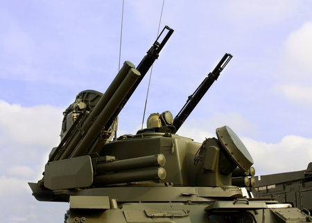 Self-propelled ground-based combined short to medium range surface-to-air missile and anti-aircraft...