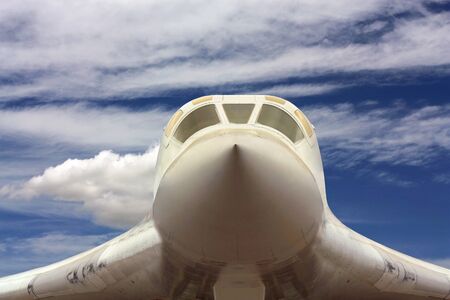 Front view of russian strategic bombers  âTu 160â called âWhite Swanâの写真素材