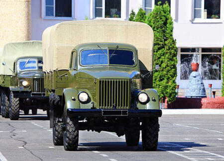 Military  kargo truck of the old modelのeditorial素材