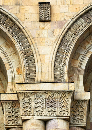 Patterns of armenian national subjects on a stone columnsのeditorial素材
