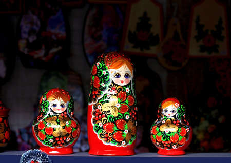 Colourful dolls can be purchased in tourist centers in Russiaの写真素材