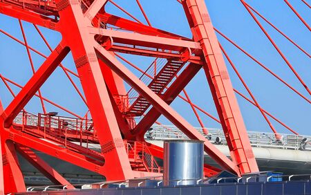 Detail of the span of the Picturesque bridge in Moscowの写真素材