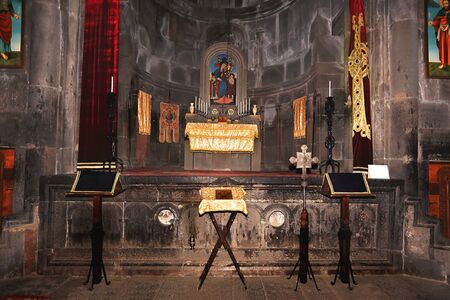 Interior of an old armenian church of the thirteenth centuryのeditorial素材