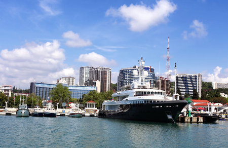 Marine yachts and passenger vessels at berth of the marine station
