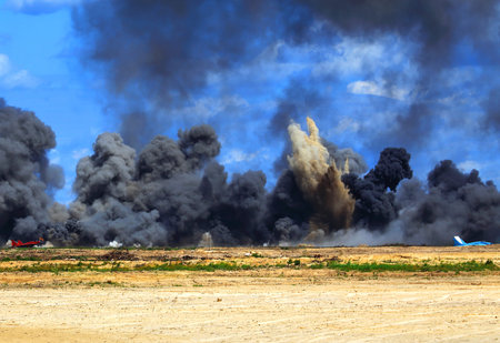 Air strikes on targets during military exercise