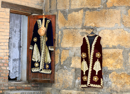 Street shopping of festive vintage oriental clothing