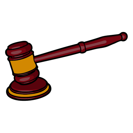 wooden judge gavel and sound block vectorのイラスト素材