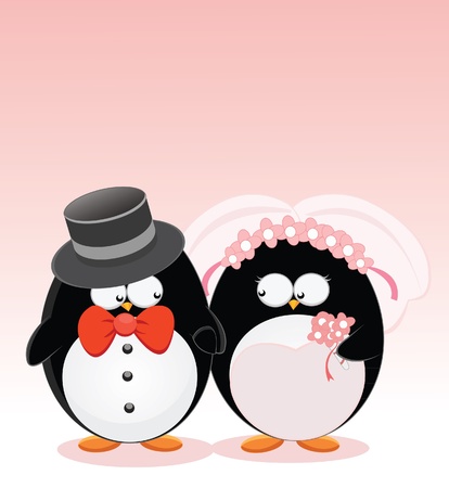 Wedding Penguinsのイラスト素材
