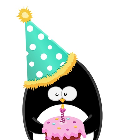Penguin With Birthday Cakeのイラスト素材