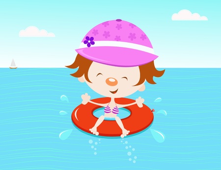 Girl With inner Tubeのイラスト素材