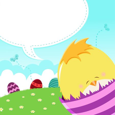 Baby Chick Easter Messageのイラスト素材