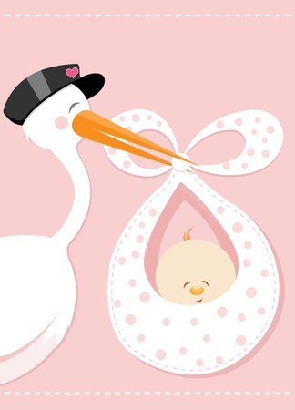 Stork With Baby Girlのイラスト素材