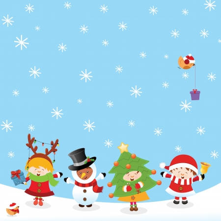 Kids With Christmas Costumesのイラスト素材