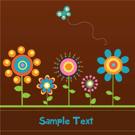 Retro Flower Cardのイラスト素材