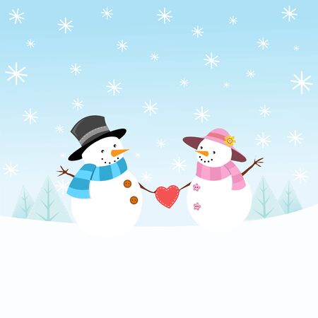Snowman Couple In Loveのイラスト素材