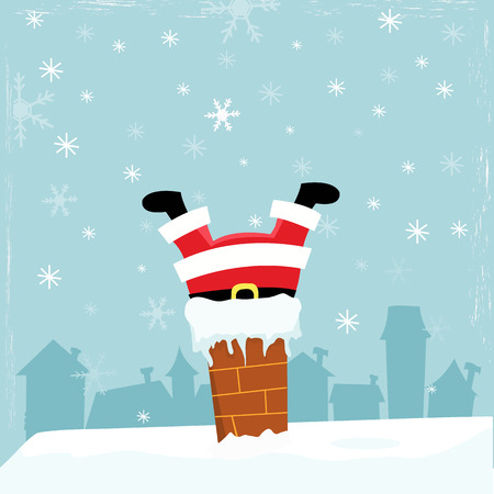 Santa Stuck In The Chimneyのイラスト素材