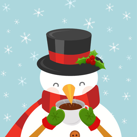 Snowman Drinking Coffeeのイラスト素材