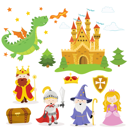 Fairy Tale Set isolated on whiteのイラスト素材