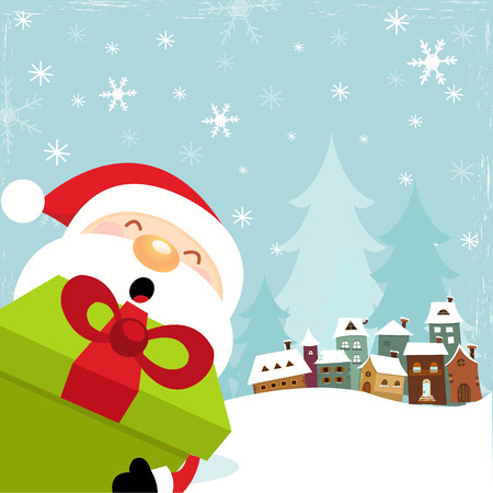 Cute Santa With Big Giftのイラスト素材
