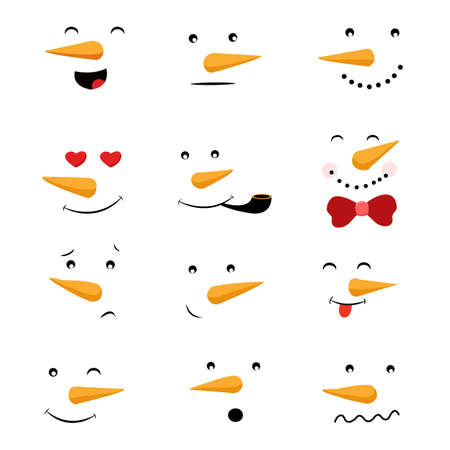 Collectian Of Snowman Facesのイラスト素材