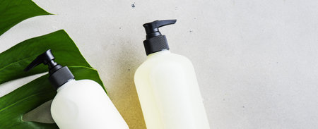 Cosmetic set of blank label bottles for mockup packaging of skincare product cream, serum, oil,...