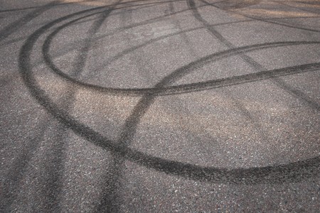  Close up of Skidmarks on asphaltの写真素材