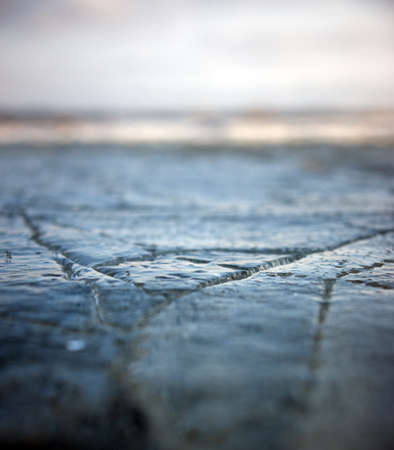 Close up of a crack in the ice with shallow DOF.の写真素材