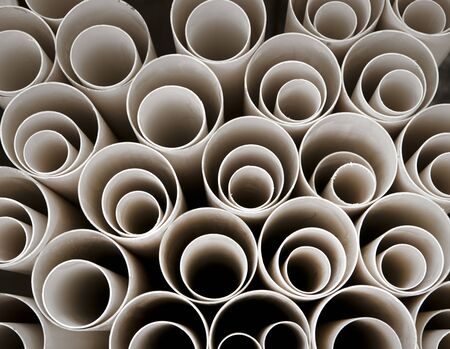 Close up of stack of plastic pipesの写真素材