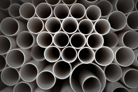 Close up of stack of plastic pipesの写真素材