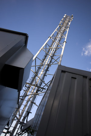 Low angle view of a telecommunication tower