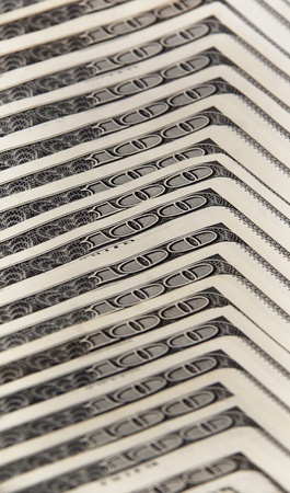 Close of stack of hundred dollar billsの写真素材