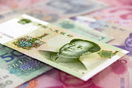 Close up of heap of Chinese n notes 