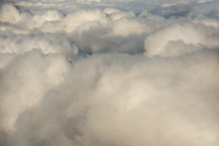 White fluffy clouds seen from above
