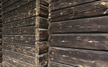 Close up of brown wall made of timber
