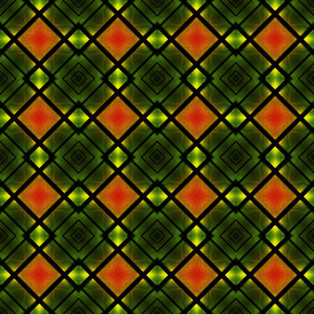 Abstract geometric pattern in green, red and yellow. Can be used as wallpaper.
