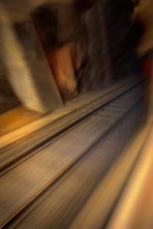 Abstract blurerd photo of railroad entering a tunnel