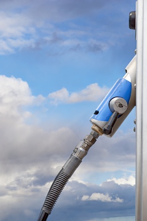 handle on pump for natural gas at service stationの写真素材