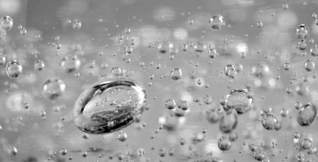 Abstract background with bubbles in grayscaleの写真素材