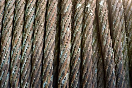 Close up of roll with metal twisted wireの写真素材